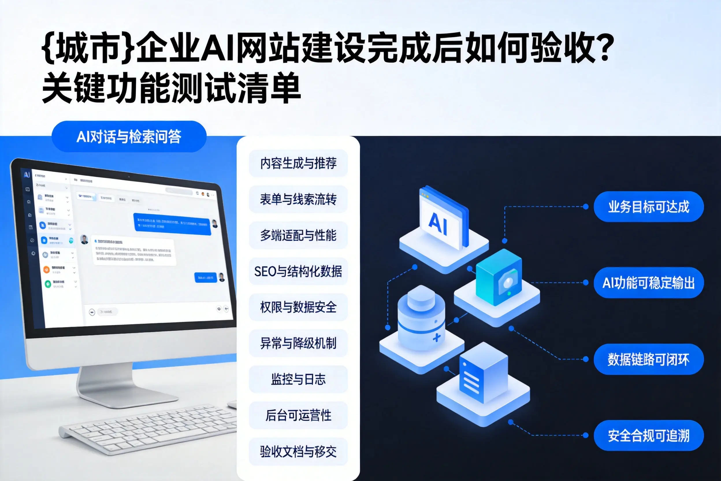 潮州企业AI网站建设完成后如何验收？关键功能测试清单